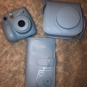 Baby blue Polaroid camera